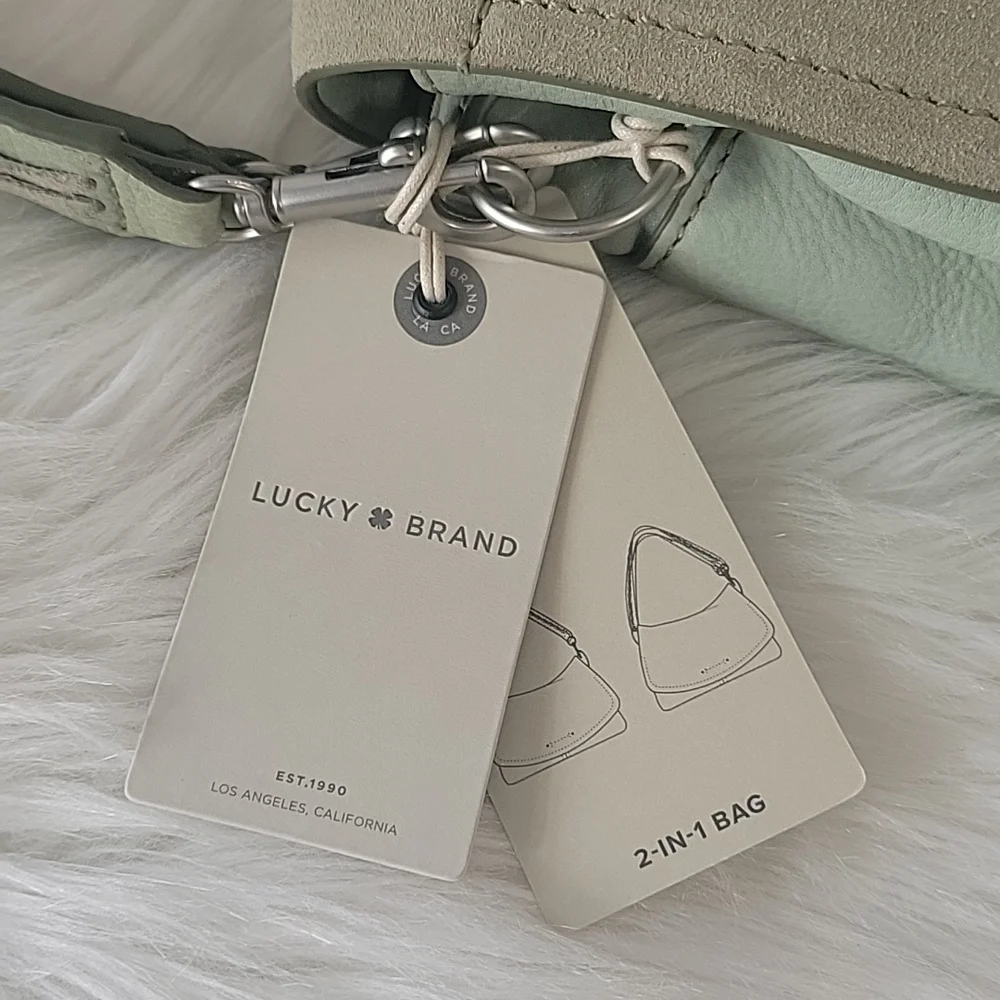 Lucky Brand Lyia leather crossbody bag in seagrass color NEW - Picture 6 of 15
